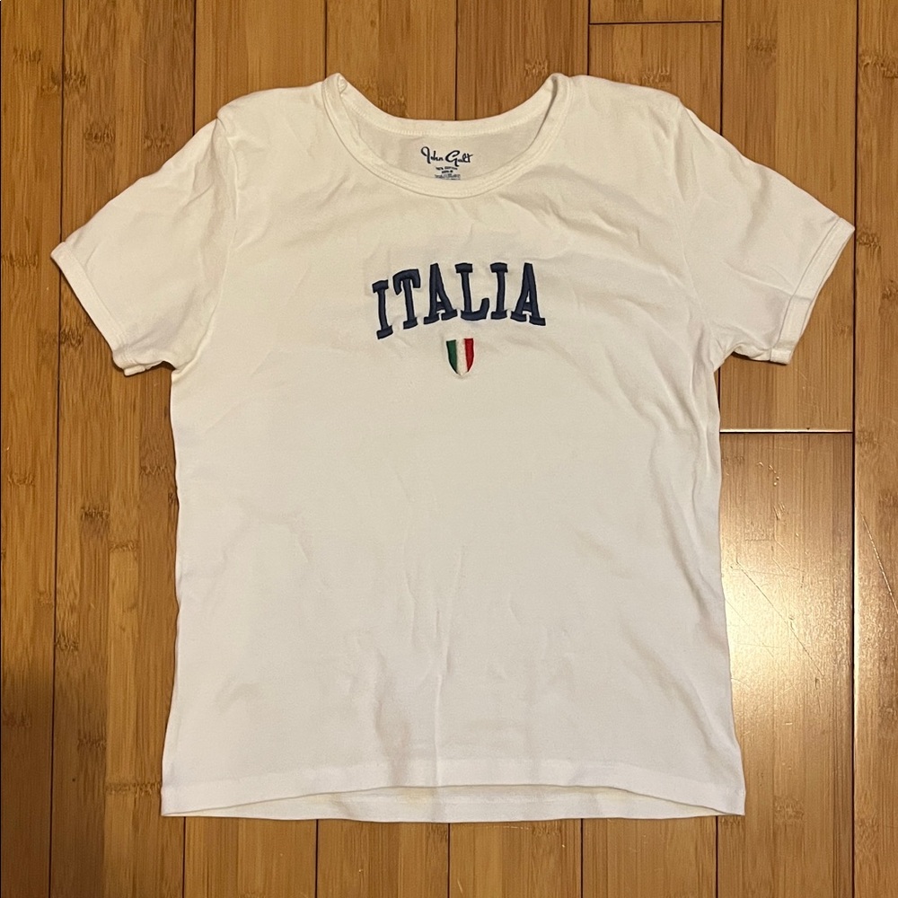 John galt brandy White Italia T-Shirt embroidered logo